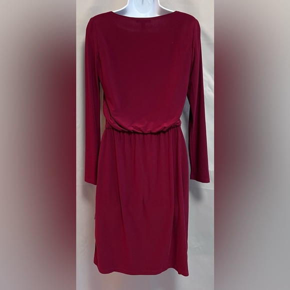 Chaps Red Black waist faux  dress‎ with faux leather detail Sz Small NWT! - Picture 2 of 11